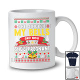 She Jingled His Bells And Now I'm Pregnant; Amusing Christmas Sweater Bells; Pregnancy Couple T-Shirt