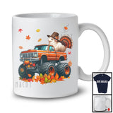 Sheep Turkey On Monster Truck; Humorous Thanksgiving Autumn Fall Leaves; Family T-Shirt