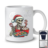 Skeleton Baking; Humorous Christmas Santa Skeleton Baking Baker; X-mas Moon Snowing T-Shirt