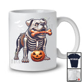 Skeleton Bulldog Gnawing Bone; Scary Halloween Costume Bulldog Owner; Family Group T-Shirt