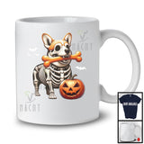 Skeleton Corgi Gnawing Bone; Scary Halloween Costume Corgi Owner; Family Group T-Shirt