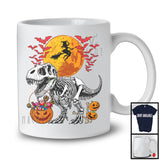 Skeleton Dinosaur Holding Carved Pumpkin; Horror Halloween Moon T-Rex Candy; Family Group T-Shirt