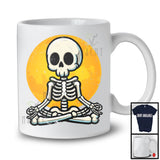 Skeleton Doing Yoga, Humorous Halloween Costume Moon Skeleton Yoga Lover, Family Group T-Shirt