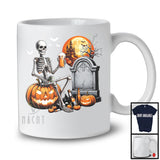 Skeleton Drinking Beer On Pumpkin; Creepy Halloween Drunker; Matching Family Group T-Shirt