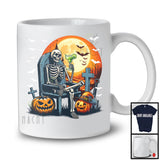 Skeleton Drinking Cocktail, Horror Halloween Pumpkin Skeleton, Drinking Drunker Lover Team T-Shirt