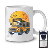 Skeleton Driving School Bus, Joyful Halloween School Bus Driver Lover, Matching Family Group T-Shirt