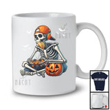 Skeleton Eating Taco And Playing Video Games; Scary Halloween Pumpkin; Taco Food Lover T-Shirt