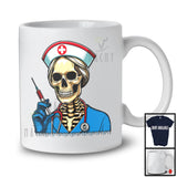 Skeleton Nurse, Scary Halloween Skeleton Holding Nurse Tools, Healthcare Jobs Nurse Group T-Shirt