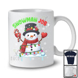 Snowman Job; Adorable Christmas Lights Snowman Snowing Around; X-mas Adult Family Group T-Shirt