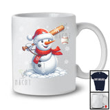 Snowman Playing Baseball; Merry Christmas Snowing Santa Snowman; Sport Player Team T-Shirt