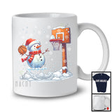 Snowman Playing Basketball; Fantastic Christmas Santa Snowman; Basketball Sport Player Team T-Shirt