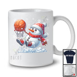 Snowman Playing Basketball; Merry Christmas Snowing Santa Snowman; Sport Player Team T-Shirt