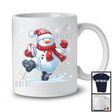 Snowman Playing Football; Merry Christmas Snowing Santa Snowman; Sport Player Team T-Shirt