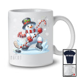 Snowman Playing Hockey; Merry Christmas Snowing Santa Snowman; Sport Player Team T-Shirt