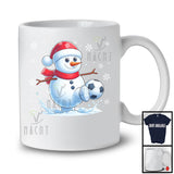 Snowman Playing Soccer; Merry Christmas Snowing Santa Snowman; Sport Player Team T-Shirt