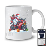 Snowman Riding Motorbike, Adorable Christmas Snowing Snowman, Matching X-mas Rider Team T-Shirt