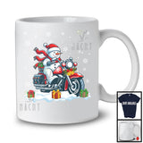 Snowman Riding Motorcycle, Adorable Christmas Snowing Snowman, Matching X-mas Rider Team T-Shirt