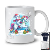 Snowman Riding Unicorn; Awesome Christmas Lights Snowing Lover; X-mas Family Group T-Shirt