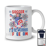 Soccer Fireworks And Freedom, Proud 4th Of July American Flag Sports Player, Patriotic T-Shirt