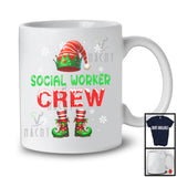 Social Worker Crew; Awesome Christmas Snowing ELF Lover; Matching Career Jobs Group T-Shirt