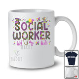 Social Worker; Joyful Mardi Gras Jester Hat And Beads Icon Social Worker; Plaid Jobs Careers Family T-Shirt