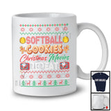 Softball Cookies Christmas Movies Repeat; Amazing X-mas Sweater Santa Softball Player T-Shirt