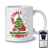 Softball Crew Making Memories In 2024; Joyful Christmas Tree Moon; Sport Player Group T-Shirt