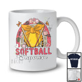 Belle-mère de softball, adorable joueur de softball arc-en-ciel avec fleurs de fête des mères, T-shirt familial de l'équipe sportive