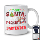 Sorry For All The F-bombs This Year Bartender, Merry Christmas Plaid Santa Reindeer, Careers T-Shirt