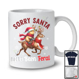 Sorry Santa I've Been Feral; Awesome Christmas Plaid Santa Capybara Riding Reindeer; Animal T-Shirt