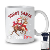 Sorry Santa I've Been Feral; Awesome Christmas Plaid Santa Guinea Pig Riding Reindeer; Animal T-Shirt