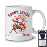 Sorry Santa I've Been Feral; Awesome Christmas Plaid Santa Rabbit Riding Reindeer; Animal T-Shirt