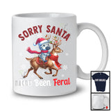 Sorry Santa I've Been Feral; Awesome Christmas Plaid Santa Zebra Riding Reindeer; Animal T-Shirt