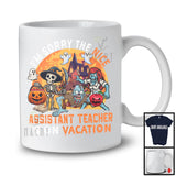 Sorry The Nice Assistant Teacher Is On Vacation, Sarcastic Halloween Zombie, Skeleton Pumpkin T-Shirt