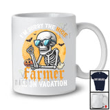 Sorry The Nice Farmer Is On Vacation; Sarcastic Halloween Moon Skeleton Sunglasses T-Shirt