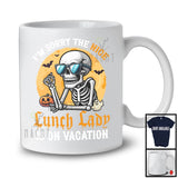 Sorry The Nice Lunch Lady Is On Vacation; Sarcastic Halloween Moon Skeleton Sunglasses T-Shirt