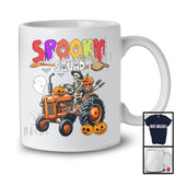 Spooky Squad; Horror Halloween Skeleton Driving Tractor; Boo Pumpkin Candy Tractor Driver T-Shirt