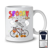 Spooky Squad; Horror Halloween Skeleton Riding Bicycle; Boo Pumpkin Candy Bicycle Biker T-Shirt