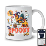 Spooky Squad, Scary Halloween Costume Three Witch Boo Ghost Chicken, Pumpkin Farmer T-Shirt