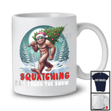 Squatching Through The Snow; Sarcastic Christmas Moon Santa Bigfoot; X-mas Tree Snow T-Shirt