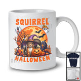 Squirrel Halloween; Adorable Witch Squirrel Scary Moon; Matching Wild Animal Lover T-Shirt