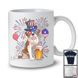 St Bernard Drinking Beer, Cheerful 4th Of July Drunker Fireworks, American Flag Patriotic Group T-Shirt