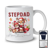 Stepdad Claus; Lovely Christmas Red Plaid Reindeer Lover; X-mas Snowing Family Group T-Shirt