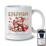 Stepmom Claus; Lovely Christmas Leopard Plaid Reindeer Lover; X-mas Snowing Family Group T-Shirt