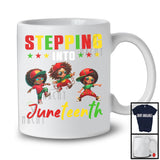 Stepping Into Juneteenth, Lovely Black History Three African American Girls, Melanin Afro Group T-Shirt