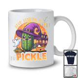 Stop Staring At My Pickle, Sarcastic Halloween Adult Witch Pickle, Carved Pumpkin Lover T-Shirt