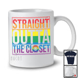 Straight Outta The Closet, Adorable LGBTQ Pride Rainbow Flag, Matching LGBT Gay Pride Lover T-Shirt