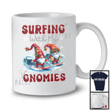 Surfing With My Gnomies; Fantastic Christmas Red Plaid Couple Gnomes; Family Group T-Shirt