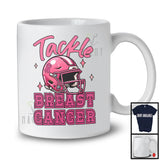 Tackle Breast Cancer Awareness; Lovely American Football Helmet; Pink Ribbon Boys Sport Player T-Shirt