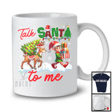 Talk Santa To Me; Humorous Christmas Tree Plaid Reindeer ELF Lover; Family X-mas Group T-Shirt